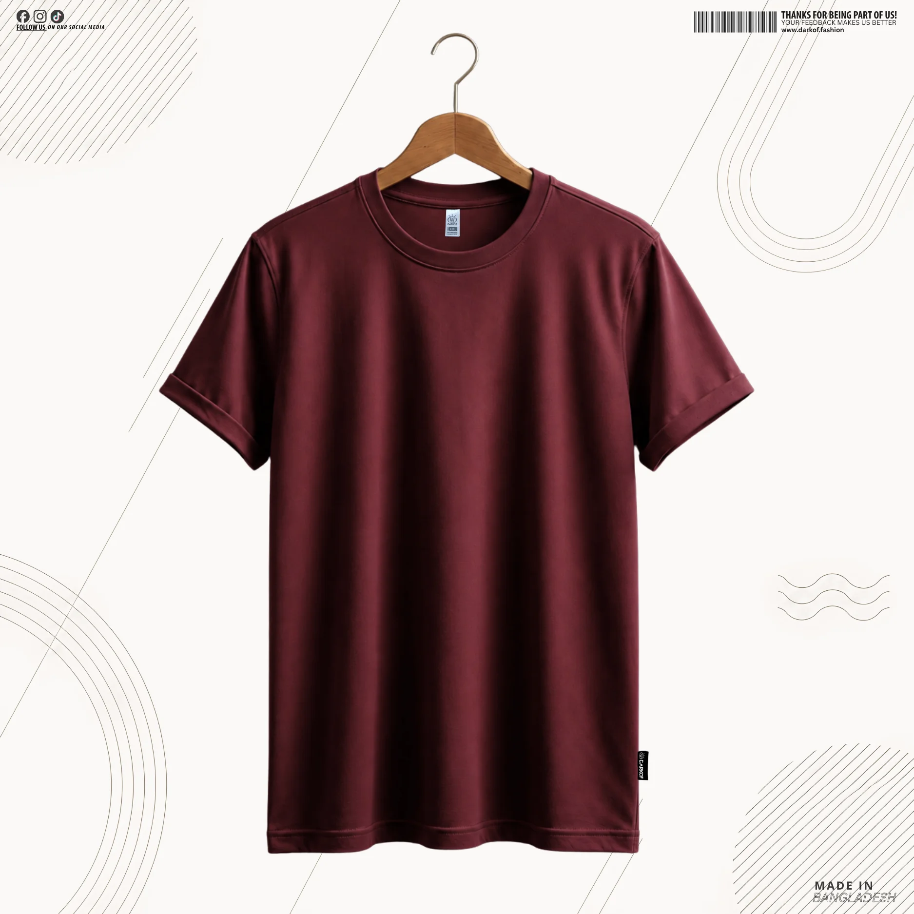 DARKOF HALF SLEEVE PLAIN T-SHIRT EMBER