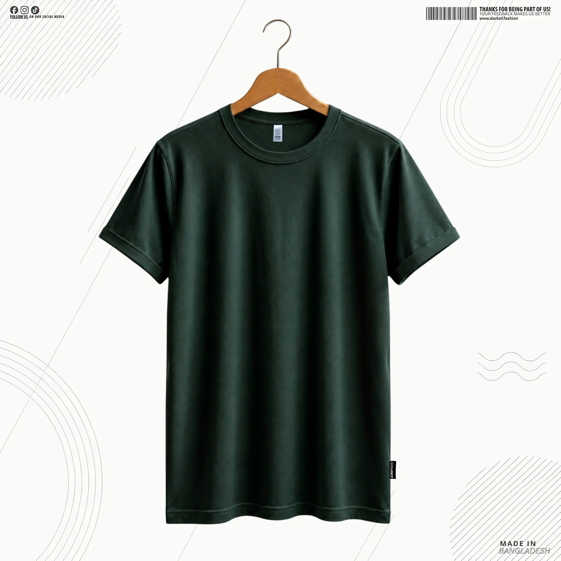 DARKOF HALF SLEEVE PLAIN T-SHIRT MOSS