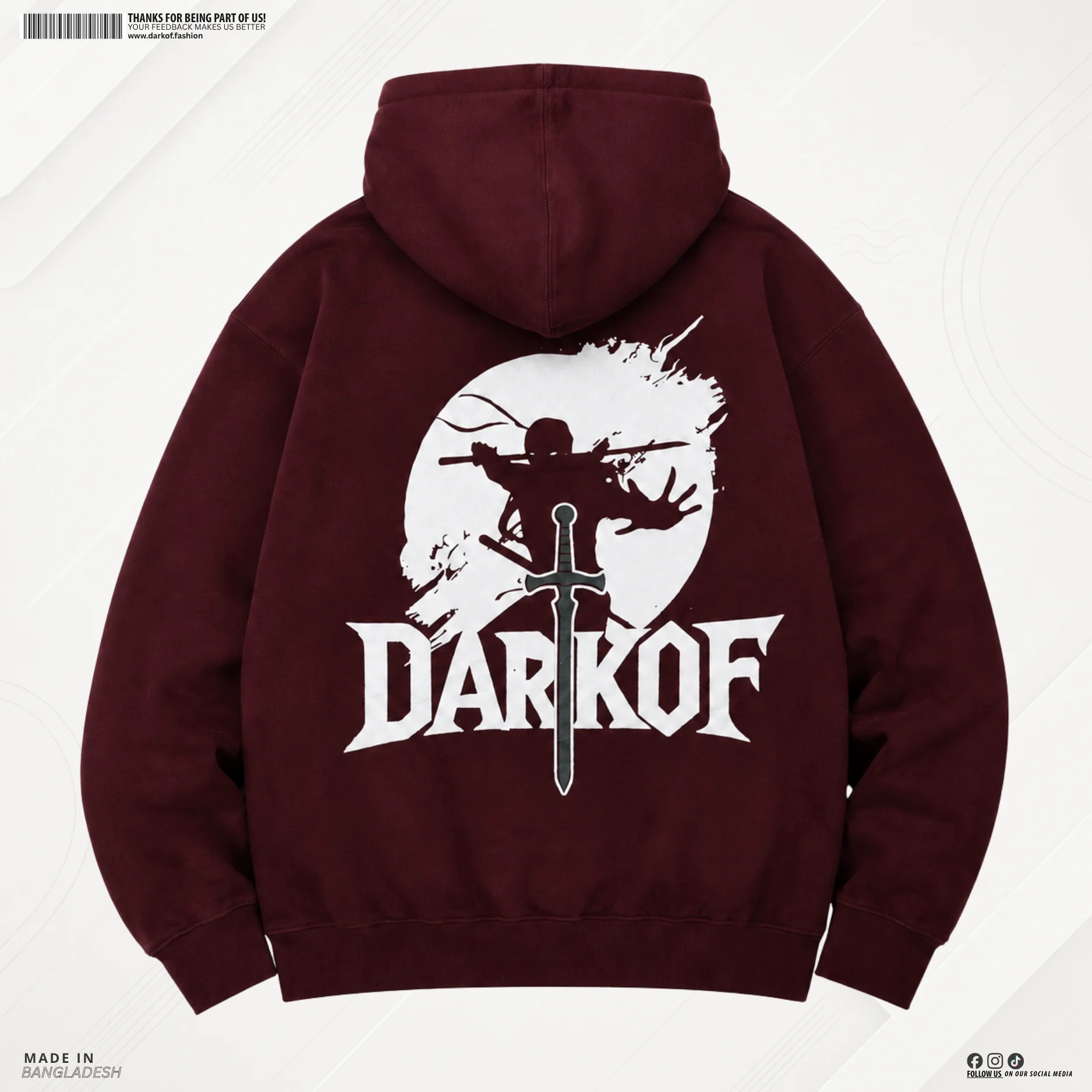 Man Premium Hoodie Shadow Blade - Maroon