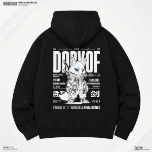 Man Premium Hoodie Wolf - Black