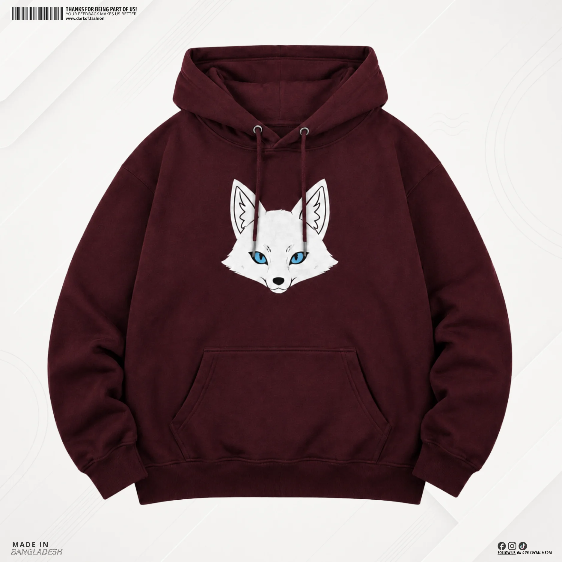 Man Premium Hoodie Wolf - Maroon 1