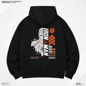 Man Premium Hoodie IronX - Black