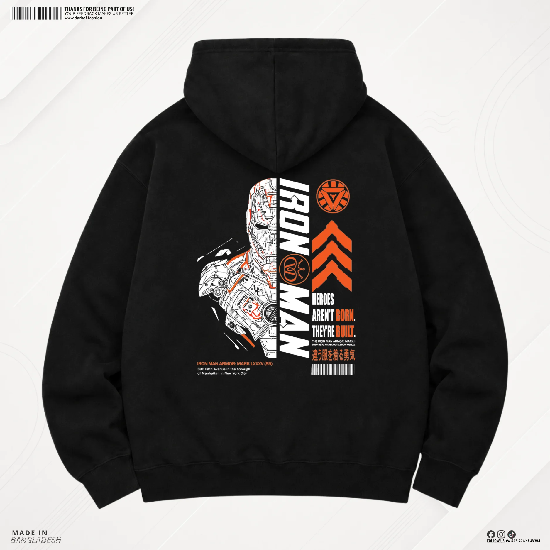 Man Premium Hoodie IronX - Black