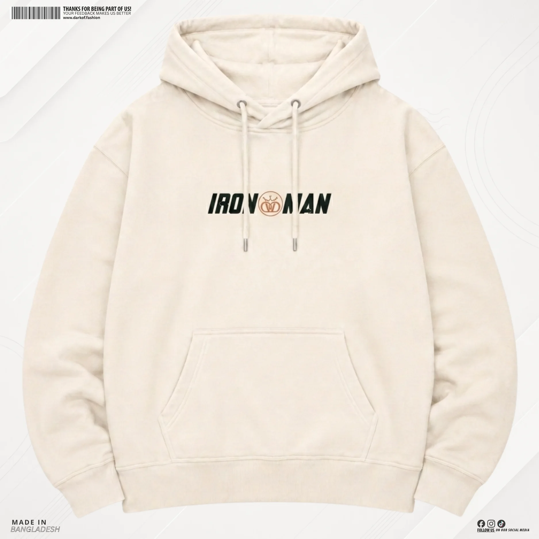 Man Premium Hoodie IronX - Off White 1